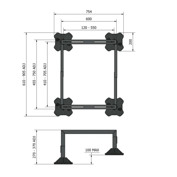 BIG FOOT System Micro Stand Maßskizze