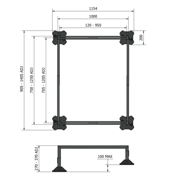 BIG FOOT System Maxi Stand Maßskizze