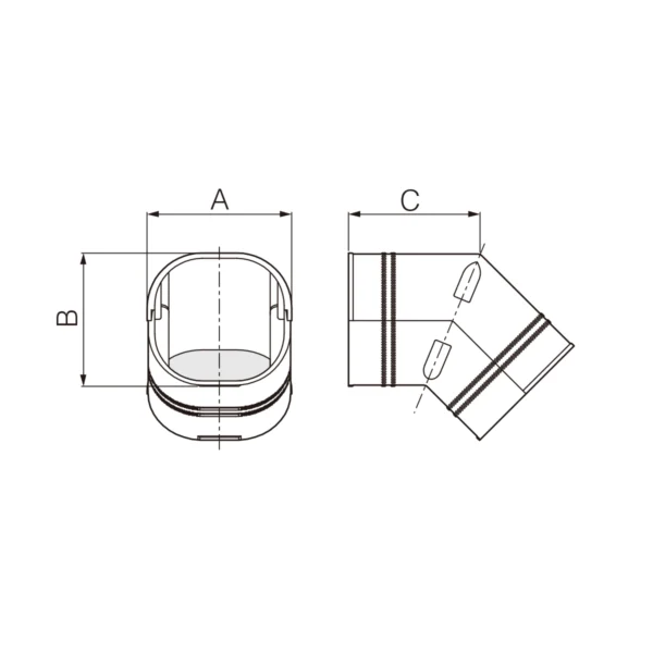 Inaba Denko Zubehör SD-77 A  |  anthrazit grau  |  Kurve 45° SCF-77 A – Bild 3