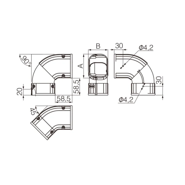 Inaba Denko Zubehör SD-77 A  |  anthrazit grau  |  flex. Flachwinkel 45 - 90° SKS-77 A – Bild 3