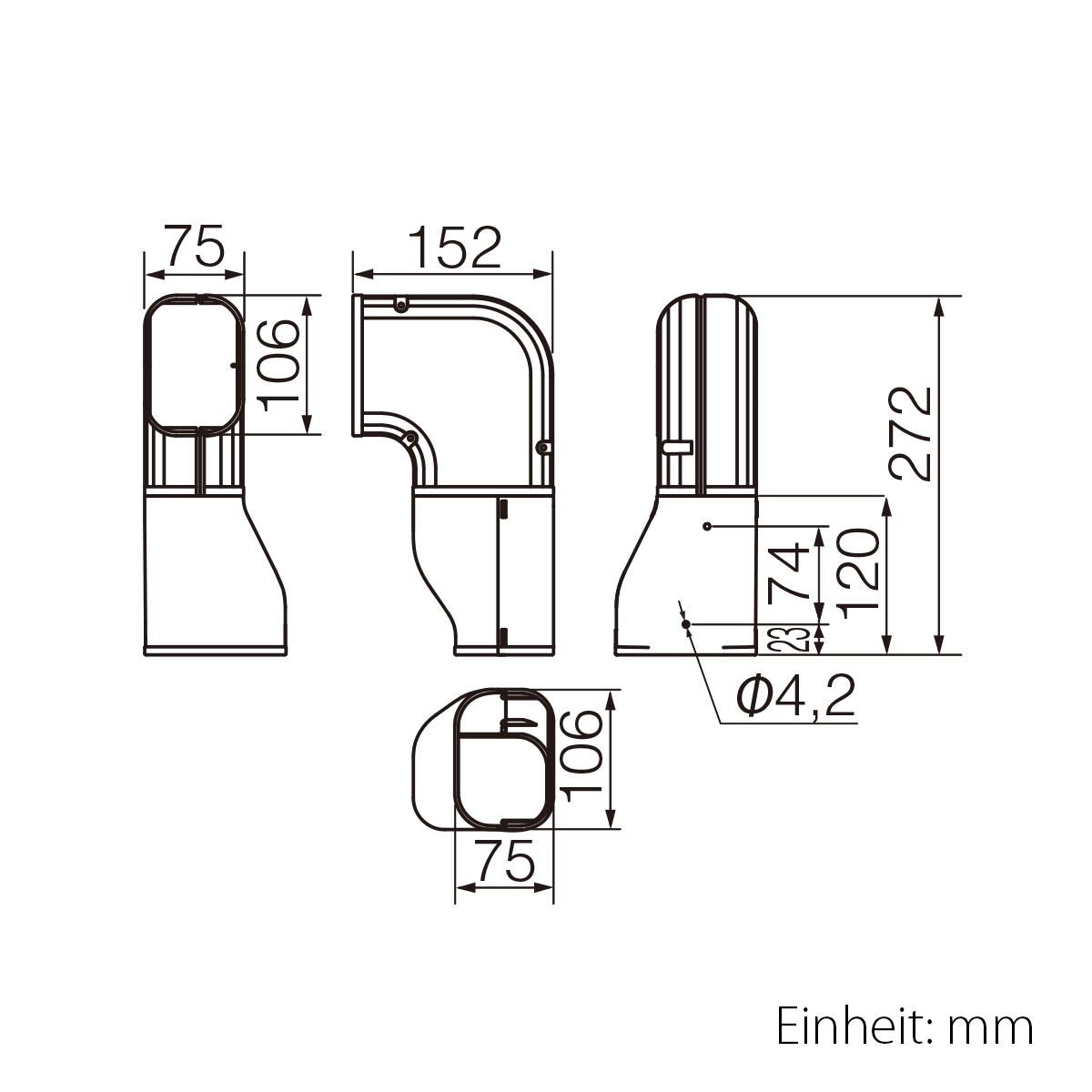 Inaba Denko Zubehör SD-100 W | weiß | 90° Winkel rechts SNA-100 W – Bild 4