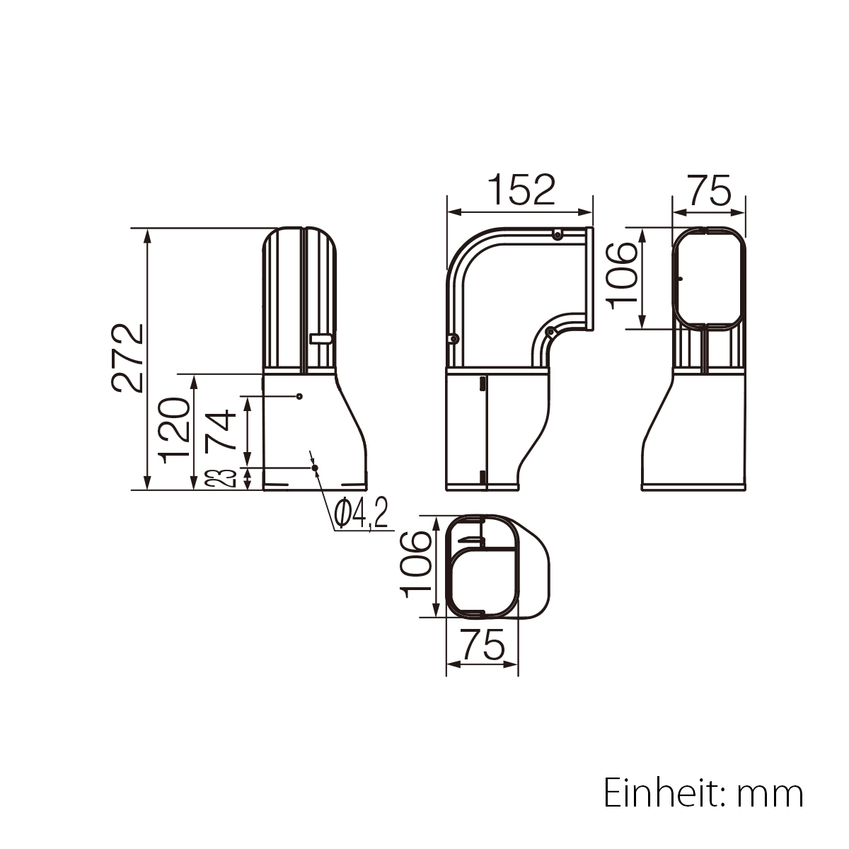 Inaba Denko Zubehör SD-100 W | weiß | 90° Winkel links SNB-100 W – Bild 4